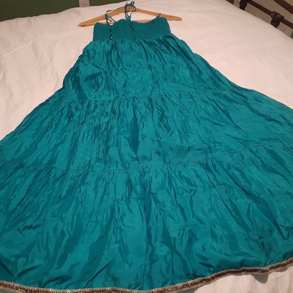 Torquoise silk summer dress
